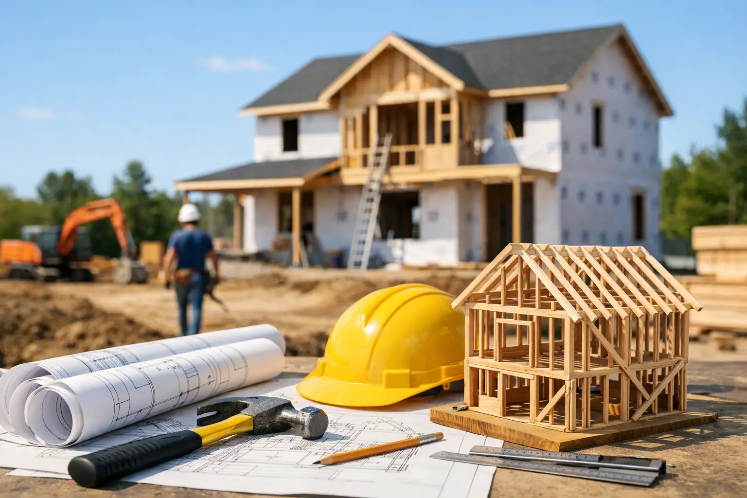 Architectural drawings and measuring tools